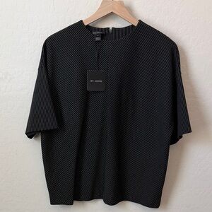 NWT St. John Stripe Short Sleeve Blouse